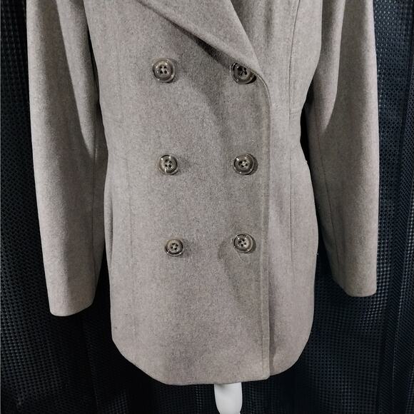 LONDON FOG! TAN/BEIGE FINE WOOL BLEND DOUBLE BREASTED PEACOAT, JACKET! SZ L - Picture 5 of 13